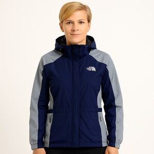 The North Face Blue Gray Water Resistant Ski Utility Hooded Windbreaker Medium